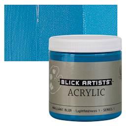 Blick Artists' Acrylic - Brilliant Blue, 8 oz jar and swatch