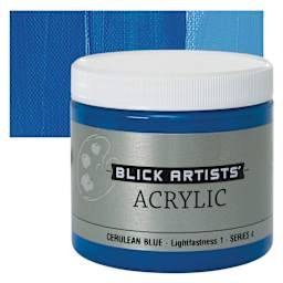 Blick Artists' Acrylic - Cerulean Blue, 16 oz jar and swatch