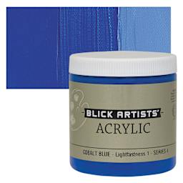 Blick Artists' Acrylic - Cobalt Blue, 8 oz jar and swatch