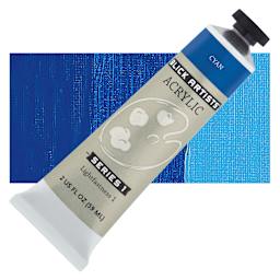Blick Artists' Acrylic - Cyan, 2 oz tube and swatch