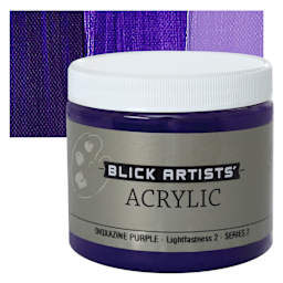 Blick Artists' Acrylic - Dioxazine Purple, 16 oz jar and swatch
