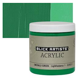 Blick Artists' Acrylic - Emerald Green, 8 oz jar and swatch