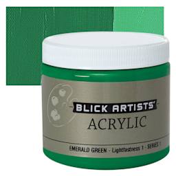 Blick Artists' Acrylic - Emerald Green, 16 oz jar and swatch