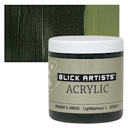 Blick Artists' Acrylic - Hooker's Green, 8 oz jar and swatch