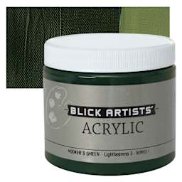 Blick Artists' Acrylic - Hooker's Green, 16 oz jar and swatch