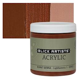 Blick Artists' Acrylic - Burnt Sienna, 8 oz jar and swatch
