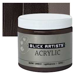 Blick Artists' Acrylic - Burnt Umber, 16 oz jar and swatch