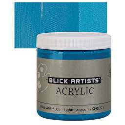 Blick Artists' Acrylic - Brilliant Blue, 8 oz jar and swatch