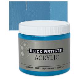 Blick Artists' Acrylic - Brilliant Blue, 16 oz jar and swatch