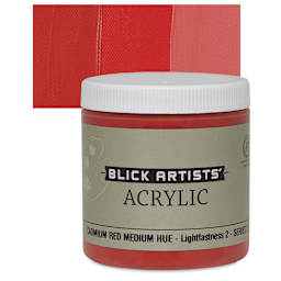 Blick Artists' Acrylic - Cadmium Red Medium Hue, 8 oz jar and swatch