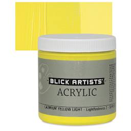 Blick Artists' Acrylic - Cadmium Yellow Light, 8 oz jar and swatch