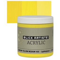 Blick Artists' Acrylic - Cadmium Yellow Medium Hue, 8 oz jar and swatch