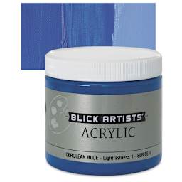 Blick Artists' Acrylic - Cerulean Blue, 16 oz jar and swatch