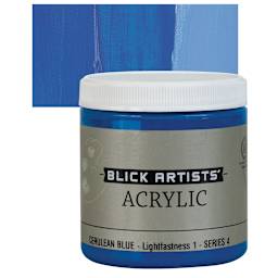 Blick Artists' Acrylic - Cerulean Blue, 8 oz jar and swatch