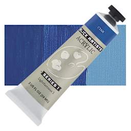 Blick Artists' Acrylic - Cyan, 2 oz tube and swatch