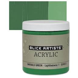 Blick Artists' Acrylic - Emerald Green, 8 oz jar and swatch
