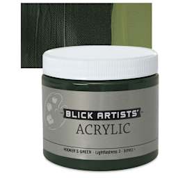 Blick Artists' Acrylic - Hooker's Green, 16 oz jar and swatch