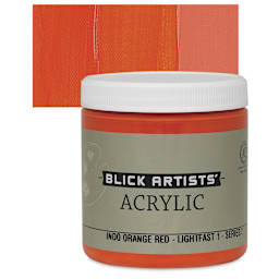 Blick Artists' Acrylic - Indo Orange Red, 8 oz jar and swatch