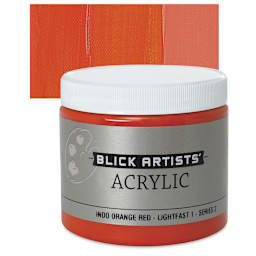 Blick Artists' Acrylic - Indo Orange Red, 16 oz jar and swatch