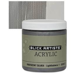 Blick Artists' Acrylic - Iridescent Silver, 8 oz jar and swatch