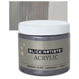 Blick Artists' Acrylic - Iridescent Silver, 16 oz jar and swatch