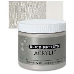 Blick Artists' Acrylic - Iridescent White, 16 oz jar and swatch