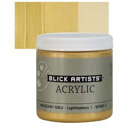 Blick Artists' Acrylic - Iridescent Gold, 8 oz jar and swatch