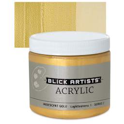 Blick Artists' Acrylic - Iridescent Gold, 16 oz jar and swatch