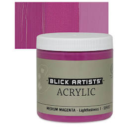 Blick Artists' Acrylic - Medium Magenta, 8 oz jar and swatch