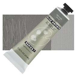 Blick Artists' Acrylic - Medium Gray, 2 oz tube and swatch