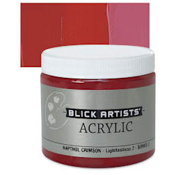 Blick Artists' Acrylic - Naphthol Crimson, 16 oz jar and swatch