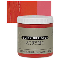 Blick Artists' Acrylic - Naphthol Red Light, 8 oz jar and swatch