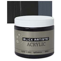 Blick Artists' Acrylic - Payne's Gray, 16 oz jar and swatch