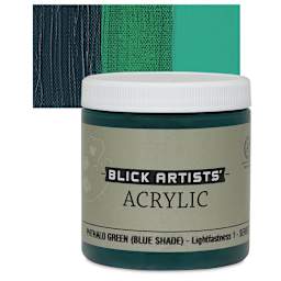 Blick Artists' Acrylic - Phthalo Green (Blue Shade), 8 oz jar and swatch