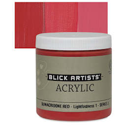 Blick Artists' Acrylic - Quinacridone Red, 8 oz jar and swatch