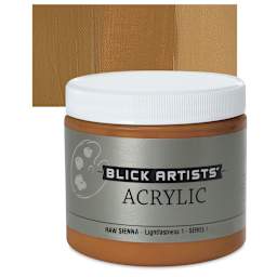 Blick Artists' Acrylic - Raw Sienna, 16 oz jar and swatch