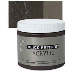 Blick Artists' Acrylic - Raw Umber, 16 oz jar and swatch