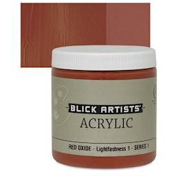 Blick Artists' Acrylic - Red Oxide, 8 oz jar and swatch