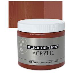 Blick Artists' Acrylic - Red Oxide, 16 oz jar and swatch