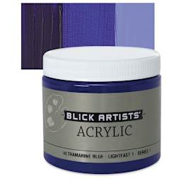 Blick Artists' Acrylic - Ultramarine Blue, 16 oz jar and swatch