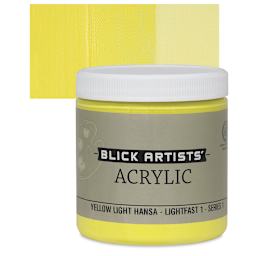 Blick Artists' Acrylic - Yellow Light Hansa, 8 oz jar and swatch