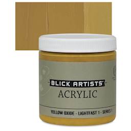 Blick Artists' Acrylic - Yellow Oxide, 8 oz jar and swatch