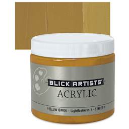 Blick Artists' Acrylic - Yellow Oxide, 16 oz jar and swatch