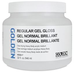Golden Regular Acrylic Gel Medium - Gloss, 32 oz jar