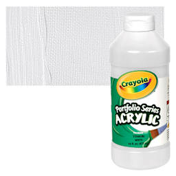 Crayola Portfolio Series Acrylic - Titanium White, 16 oz bottle and swatch