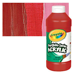 Crayola Portfolio Series Acrylic - Deep Red, 16 oz bottle and swatch