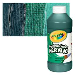 Crayola Portfolio Series Acrylic - Phthalo Green, 16 oz bottle and swatch
