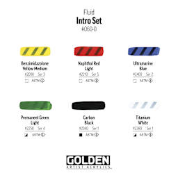 Golden Fluid Acrylics - Intro Colors, Set of 6, 30 ml, swatches