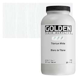 Golden Fluid Acrylic - Titanium White, 32 oz bottle and swatch