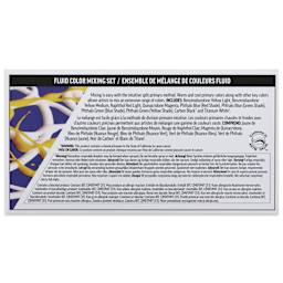 Golden Fluid Acrylics - Mixing Colors, Set of 10, 30 ml, back of packaging